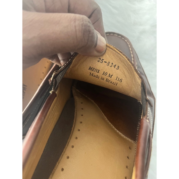 Johnston & Murphy Fowler Venetian Shipskin Leather Mahogany Loafers Men Size 10M - Picture 8 of 8